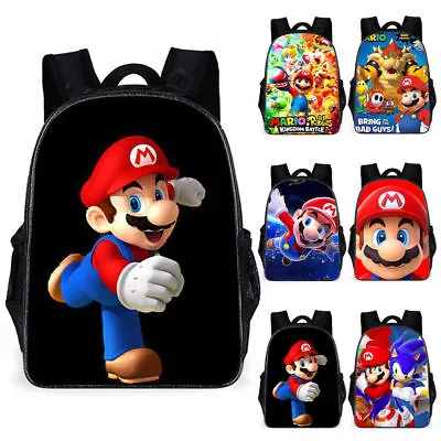 £8 • Buy Kid Boys Super Mario Backpack School Bag Casual Bookbag Cartoon Travel Rucksack