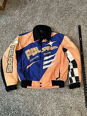 Vtg Polaris Factory Racing Snowmobile Jacket Racing Insulated Winter Sz M Grunge • $79.99