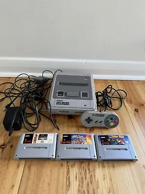 Super Nintendo Console Bundle With 3 Games Power Cord And RF Switch ALL GENUINE • $210