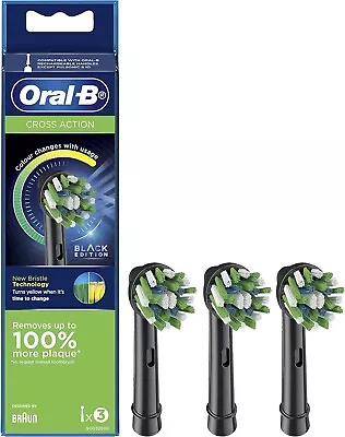 Oral-B Cross Action Electric Toothbrush Replacement Brush Heads Black 3 Count| • $24.30