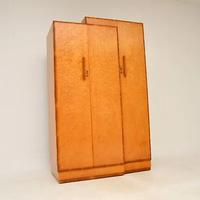 Art Deco Birds Eye Maple And Walnut Wardrobe • £1950