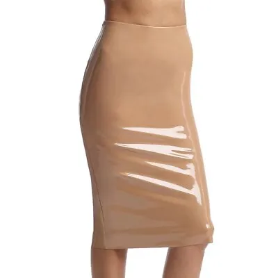2022 Summer Flash PU Skirt Women Sexy Slim Artificial Latex Pencil Skirt • £81.95