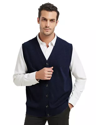 TOPTIE Mens Sweater Vest Solid Knitted Lightweight Thermal Cardigan • $23.29