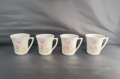 Vtg Leuchtenburg Germany Pink Rose 4 Mini Cups Mugs 4 Oz Porcelain  • $12