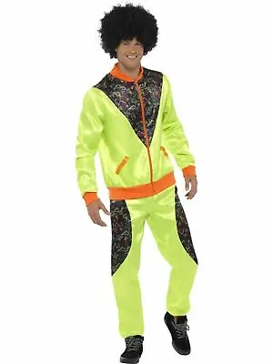 £26.91 • Buy Retro Shell Suit Neon Green Scouse Tracksuit 80's Mens Fancy Dress Costume