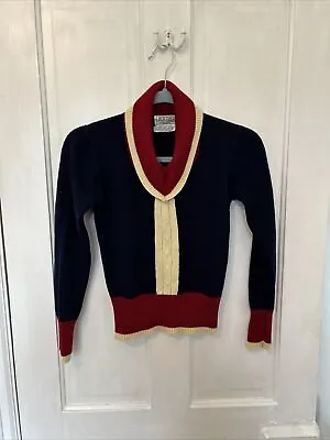 Vintage Nautical Ardee Jumper Navy Cream Red Size Small • £4.50
