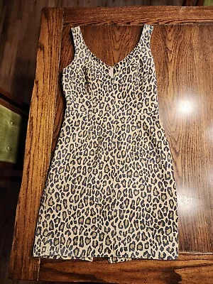 Michael Hoban North Beach Leather Leopard Dress 1990s • $150