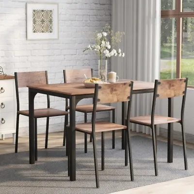 £158.99 • Buy Dining Table And Chairs 2/4 Set Wooden Industrial Retro Kitchen Dining Table Set