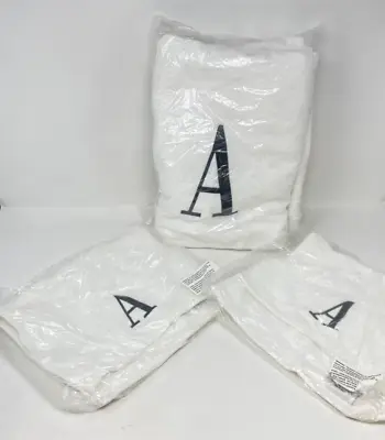 Avanti Monogrammed  A  Initial 100% Cotton 3-Pc Bath + Fingertip Towel Set White • $18.83