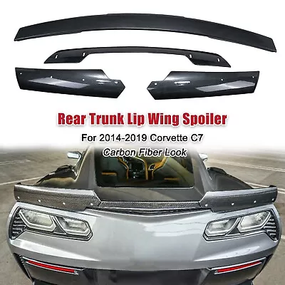 Z06 Stage 3 Rear Trunk Lip Wing Spoiler For 14-19 Corvette C7 Carbon Fiber Look • $169.99