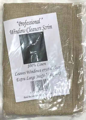 Professional Window Cleaners Scrim Clean Glass Hemmed Linen Cloth 36 X 36  New • £8.88