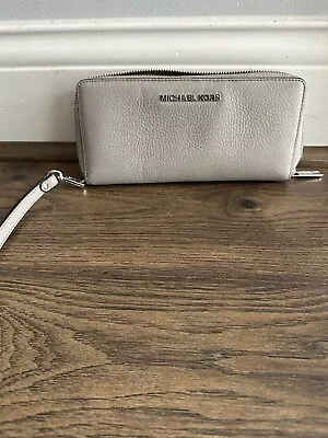 GUC Michael Kors Zip Around Wallet Cement Gray With Wristlet Strap (flawed) • $9