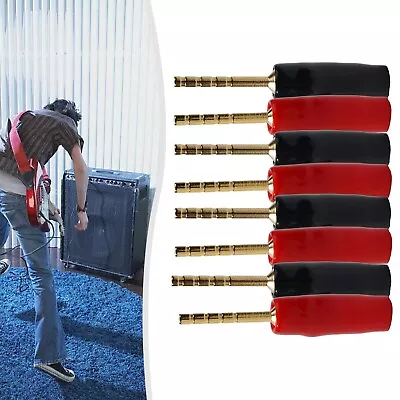 8pcs 2mm Banana-plug 4N Oxygen Pure Copper Old Speaker-Cable Plug Red  Black • $8.21