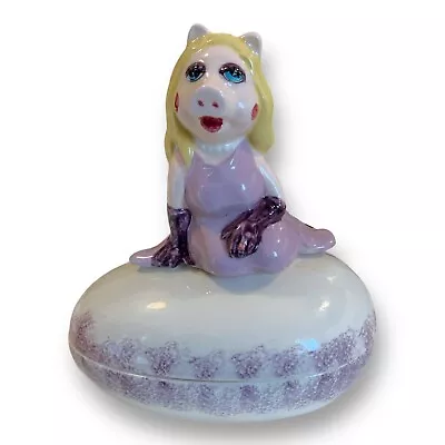 Miss Piggy Vintage Egg Shaped Ceramic Trinket Box Dish Muppets • $18