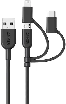 Anker 3in1 Charging Cable Multi Function Charger Cord For IPhone/USB-C/Micro USB • $19.99