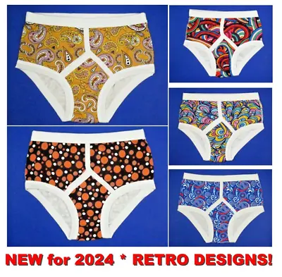 NEW For 2024! Men’s Cotton Y Front Briefs Retro Vintage Style Paisley Polka Dot • £7.50