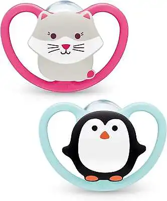 £7.85 • Buy NUK Space Silicone Soother 6-18 Month For Baby Girl 2 Pcs