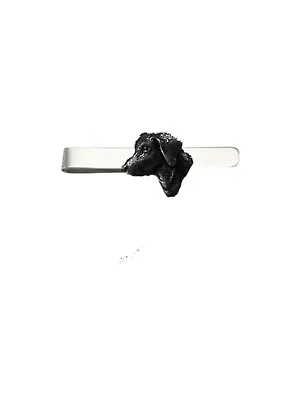 A23 Sm Labrador’s Head   BLACK English Pewter Emblem On A Silver Tie Clip 4cm • £9.95