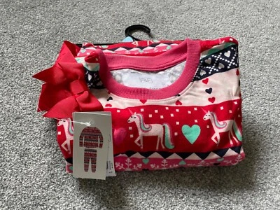 £8 • Buy F&F Girls Red/Pink Christmas Unicorn Pyjamas Age 13-14 Years Brand New Brand New