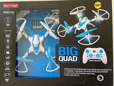 Tech Toyz Big Quad 2.4GHz Wireless Rechargeable Helicopter LED Lights Air Drone • $12.99