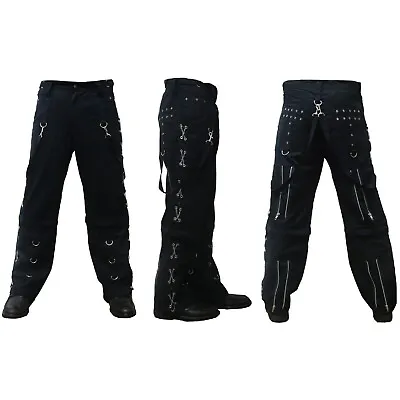 Northern Star Men's Goth New Black Bondage Baggy Skater Chain Eyelets Pants • $79.99