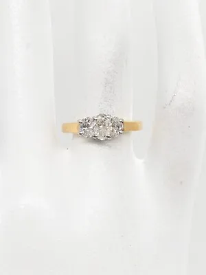 Estate $5000 1.25ct 3 Stone OVAL CUT Si1 H Diamond 14k Yellow Gold Platinum Ring • $1850