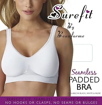 Seamless Comfort Bra Top Shapewear Non-wired Stretch Bralette  Removable Pads • £6.95