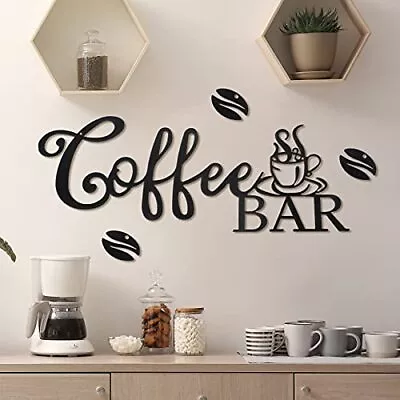 Metal Coffee Bar Sign Rustic Coffee Bar Hanging Wall Decor Coffee Signs For Coff • $15.57