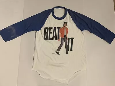 Very Rare Michael Jackson Beat It T Shirt 1984 Original Men’s Medium White/Blue • $300