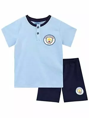 Kids Manchester City Short Pyjamas Boys Premiership Football Kit Shorts T-shirt • £10.50