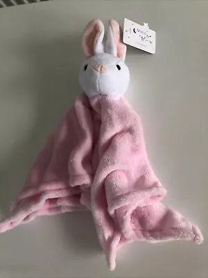 Moon & Stars Pink Rabbit Baby Comforter Blankie Blanket Plush - Brand New BNWT • £7.50