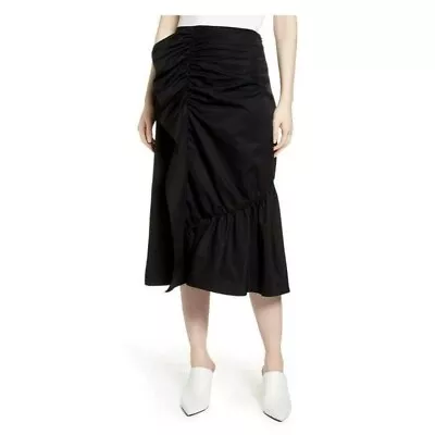 Halogen Black Ruffle Front Midi Skirt 4 • $49.95