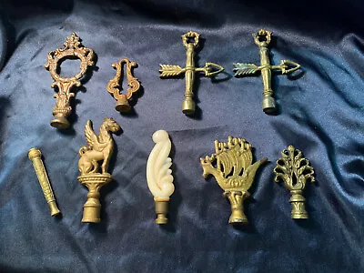 $55 • Buy Antique & Vintage Lot (9) Cast Iron , Art Nouveau Glass & Metal Lamp Finials