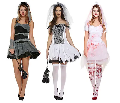 £7.95 • Buy Halloween Ladies Zombie Bride Fancy Dress Dark Ghost Undead Corpse Lady Costume 