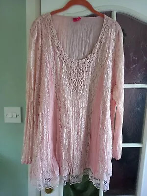 Bn Together Baby Pink Lace And Crinkle Lined Long Top Size 2xl • £16