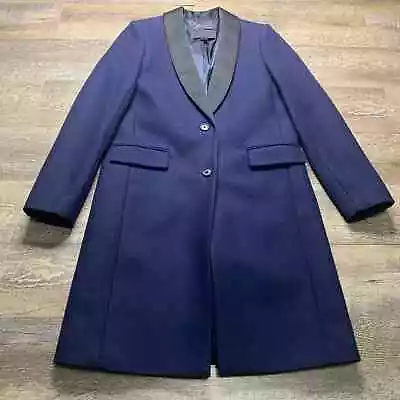 J. Crew Collection Womens Overcoat Size 4 Blue Melton Wool Lined Shawl Collar  • $99.99