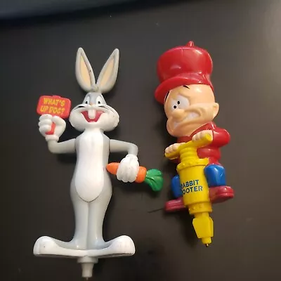 $9.84 • Buy Lot Of 2 Looney Tunes Action Pens Bugs Bunny Elmer Fudd Kids Meal Toys