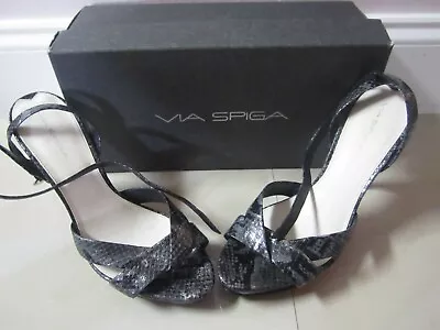 Via Spiga Lyra Ankle Strap CRM PYTHON Leather Sandals SIZE 8 • $29.99