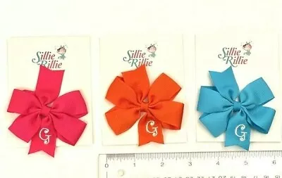 3 Personalized Hairbows Lot Girls Monogram Hot Pink Orange Summer- Initial G • $9.99