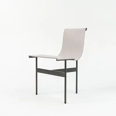 Gratz Industries Laverne TG-10 Sling Dining Chair Smoke Grey Leather Black Frame • $3400