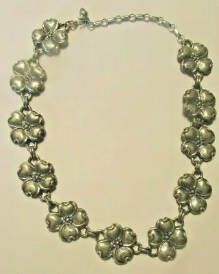 $199.99 • Buy Vintage DANECRAFT Sterling Silver Flower Choker Necklace 14-17 