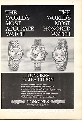£14.50 • Buy 1969 Longines PRINT AD Wittnauer UltraChron #8014 #8150 #8209 Watches