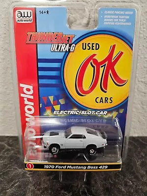 Auto World OK Used Cars 1970 Ford Mustang Boss 429 White HO Slot Car New • $13.50