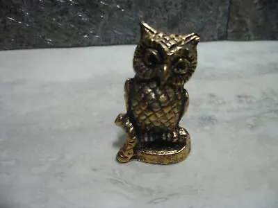 Vintage Cast Metal Owl Figurine Gold Tone Finish Nice • $5