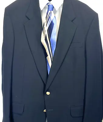 VTG Stafford Men's Worsted Wool Black Blazer Sport Coat Jacket Gold Buttons 42L • $39.95
