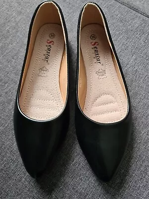 Black Womens Girls Shoes Ballerina Size 36EU 3UK • £9.99