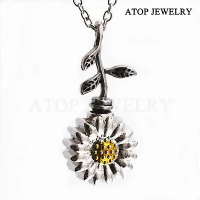 NEW Sunflower Urn Necklace For Ashes Cremation Memorial Jewelry Keepsake Locket • $10.99