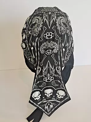 Tribal Skulls Deluxe Doo Rag Biker Head Wrap Bandana Skull Cap W/Sweatband • $10.99