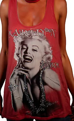 Women's Marilyn Monroe Graphic Tank Top With Shiny Bling Rhinestones • $14.95