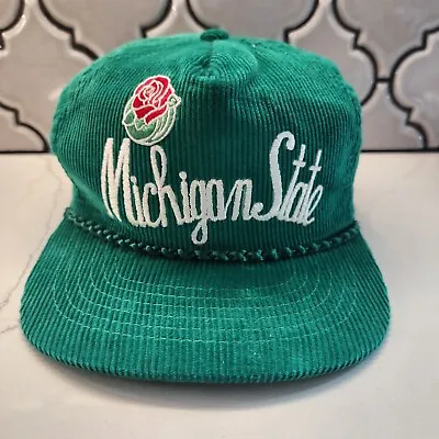 Vintage 1988 Michigan State Rose Bowl Green Corduroy Rope Hat • $40